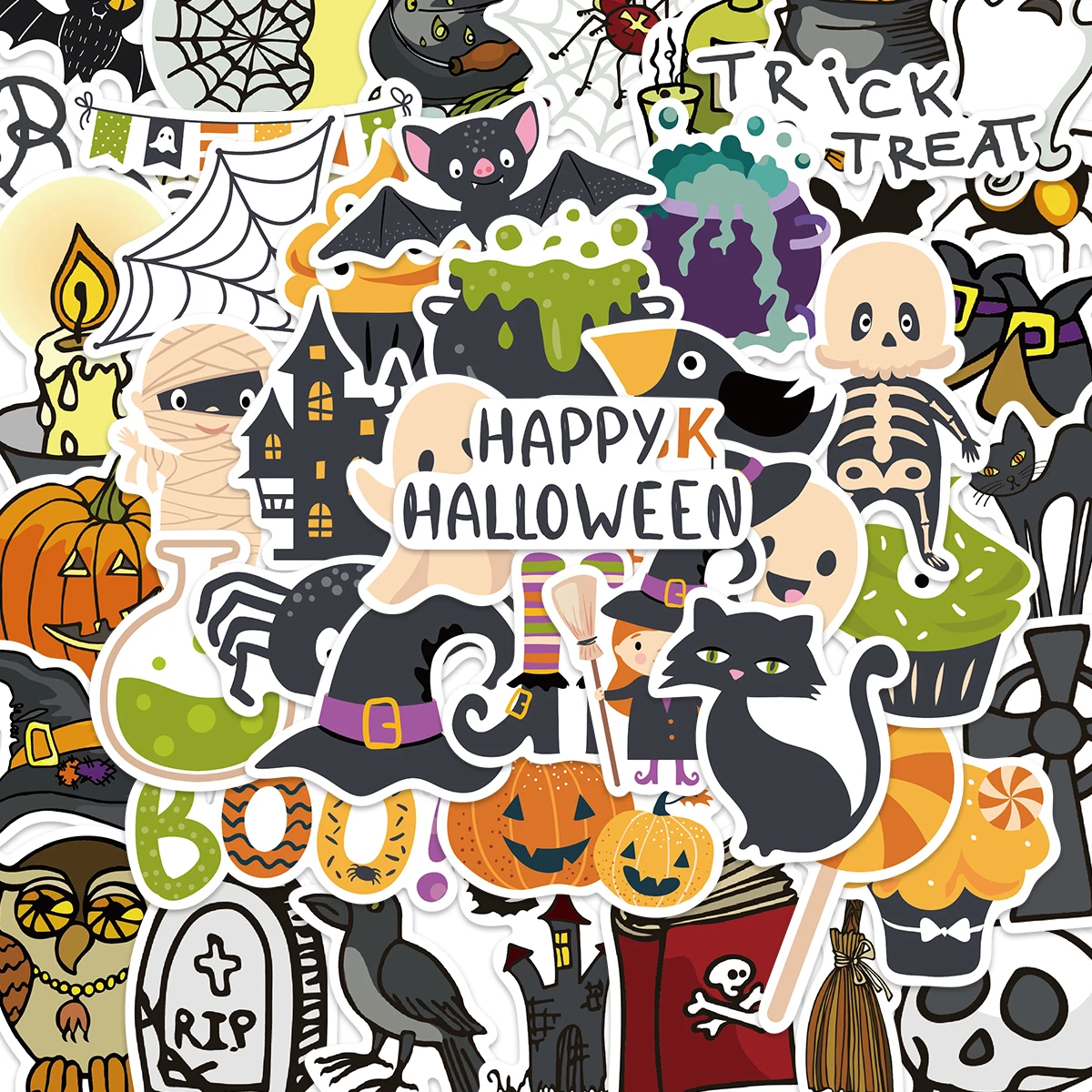 50 Stück Halloween-Aufkleber, kreative Aufkleber, Handys, Computer, Wandaufkleber, hoher ästhetischer Wert, lustige Dekorationen – Detail 1