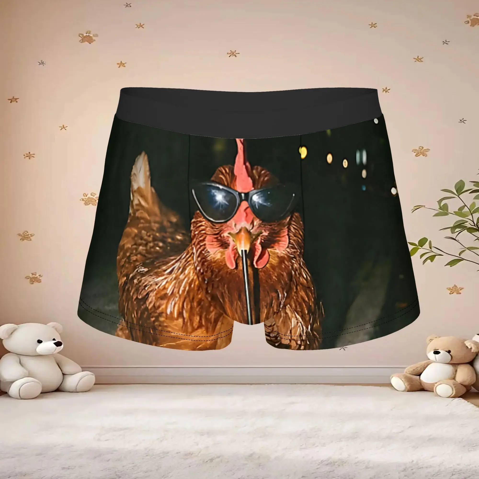 1pc Popular Chicken Drinking Iced Coffee boxers  Personalized Panties Men's Underwear Ventilate Shorts Boxer Briefs