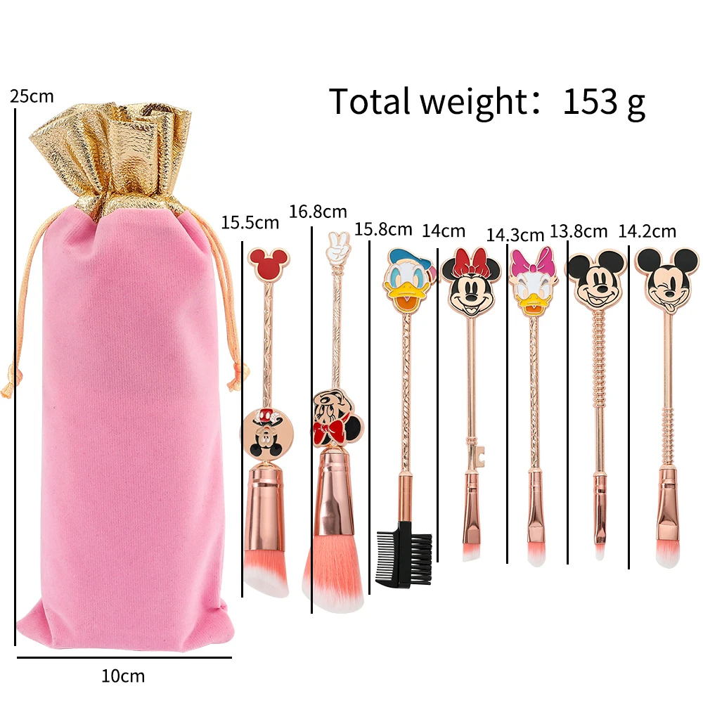 7Pcs/Set Disney Minnie Mickey Mouse Makeup Brush Anime Figures Women Eye Shadow Foundation Lip Brush Cosmetics Tool Gift