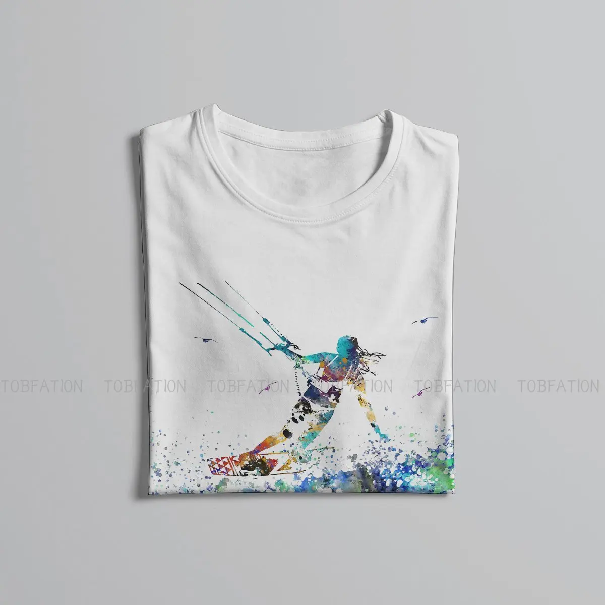 Kitesurfing Kiteboarding Flysurfing Kite TShirt for Men Watercolor Basic Summer Tee T Shirt High Quality Trendy Fluffy