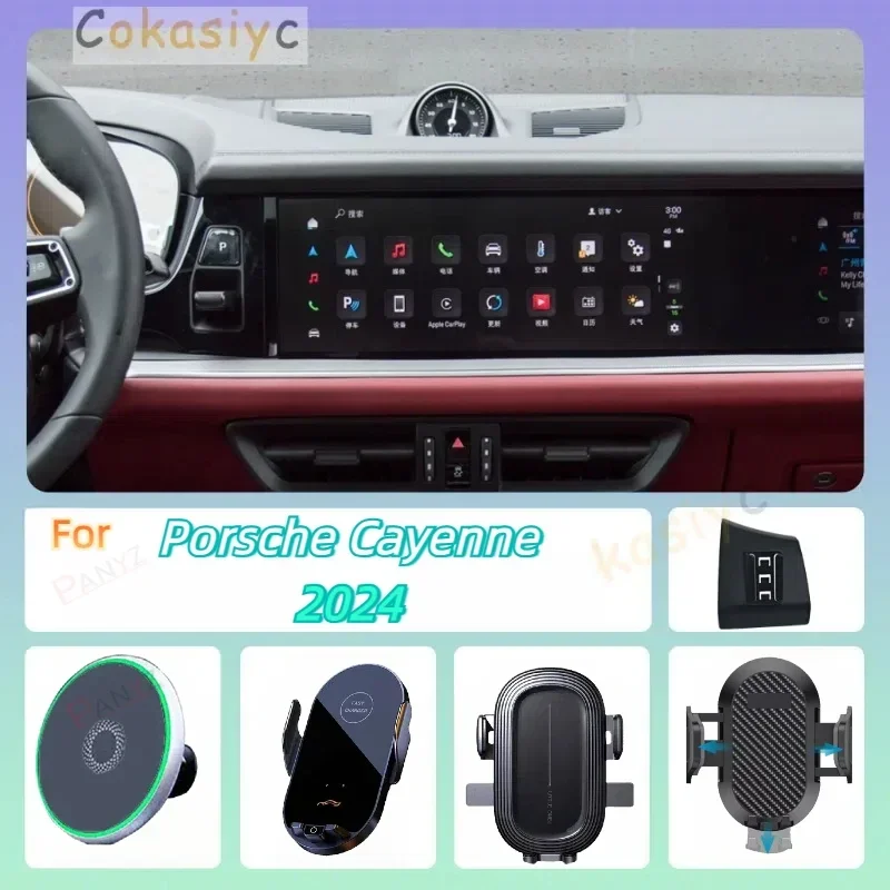 For Porsche Cayenne 2024 Car Phone Holder Wireless Charging Magnetic Phone Holder Car Magsafe Support Accessories