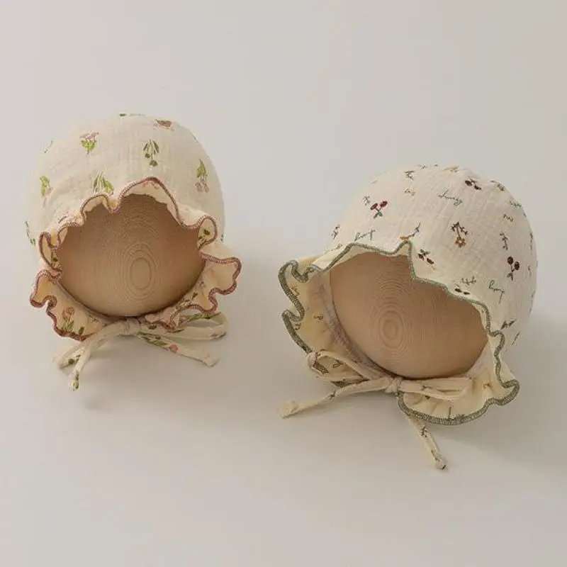 

Sweet Flower Print Bow Baby Bucket Hat For Baby Girl Soft Cotton Sun Hats Summer Outdoor Breathable Infant Toddler Cap