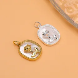 925 Sterling Silver Shell Rose Pendant Bracelet Necklace Pendant Jewelry Accessories