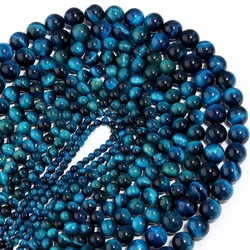 1 Strand Natural Blue Tiger Eye Stone Beads 4/6/8/10/12mm Round Gem Bead for Jewelry Making DIY Bracelets Necklace Beaded Stuff