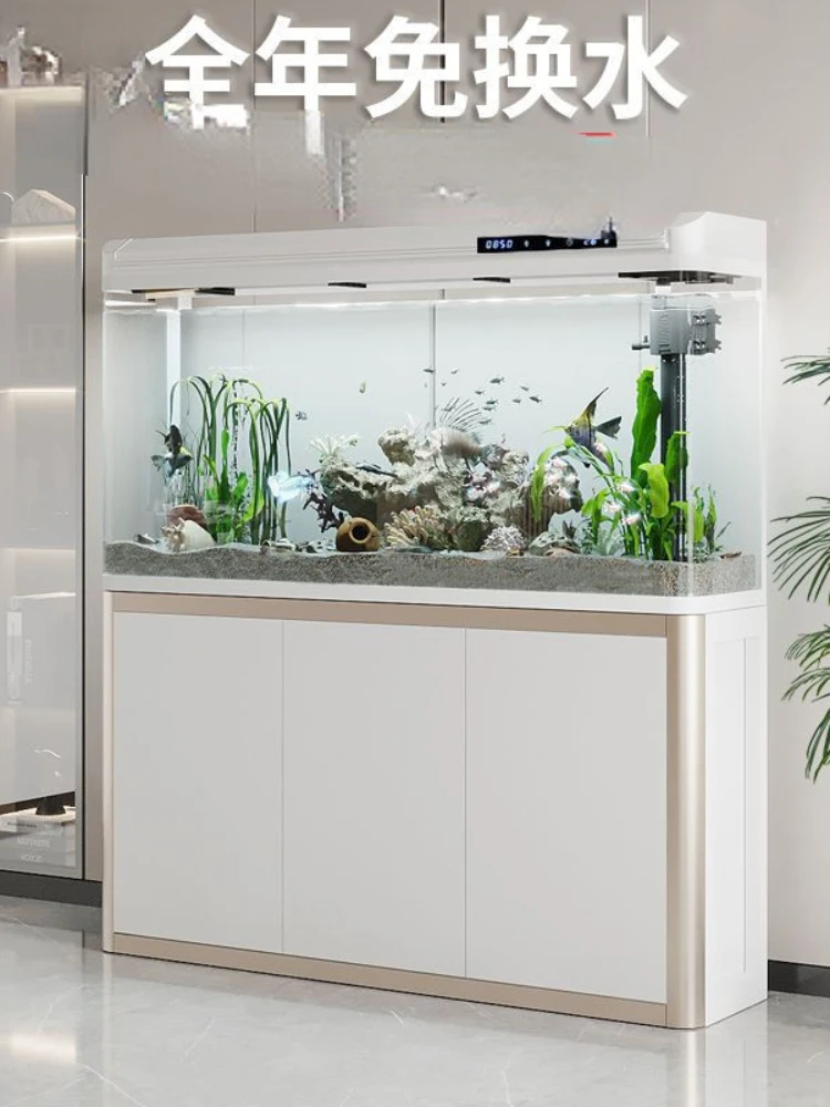 Living Room Fish Tank Small and Medium-Sized Household Aquarium Floor Large Ecological Lazy Glass Fish Globe Cabinet