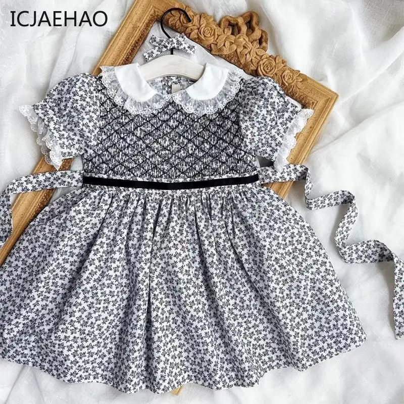 

ICJAEHAO Girls Dresses Kids Clothes Girl Royal Boutique Smocking Princess Dress Babys Hand summer dresses for Childrens clothes