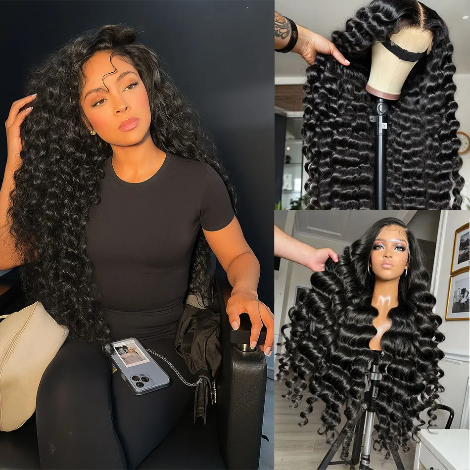 

Loose Deep Wave 13x4 HD Lace Frontal Wig Natural Wave Lace Front Human Hair Wigs 250% Density Full Curly Human Hair Lace Wigs