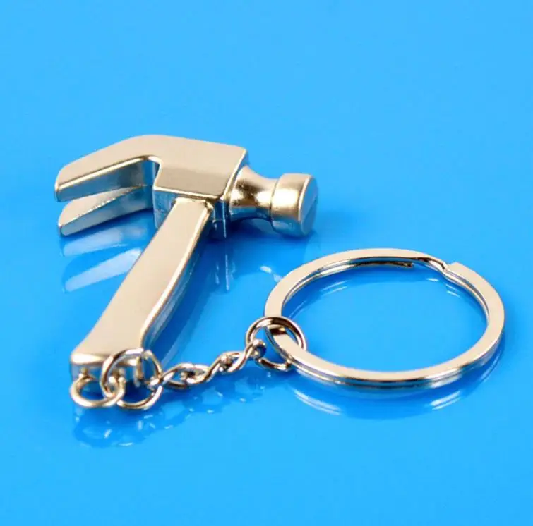 500pcs Mini Metal Keychain Personality Claw Hammer Pendant Model Claw Hammer Key Chain Ring Party Gift Favor Favors SN4200