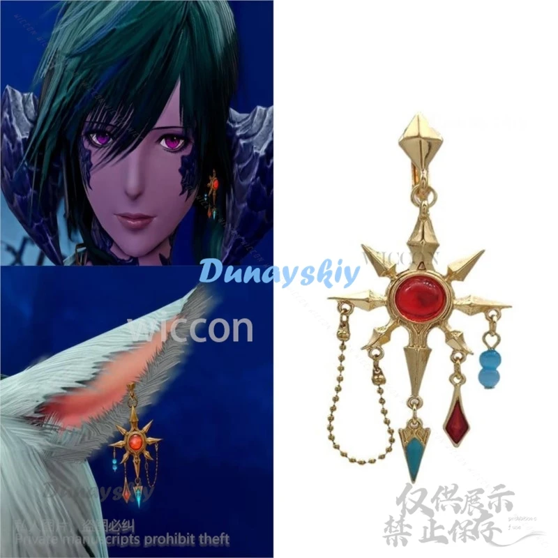 Anime Game FF14 Finall Fantasy XIV Cosplay Azeyma Costume Earrings Ear Clip For Halloween Christmas Prop Jewelry Customized