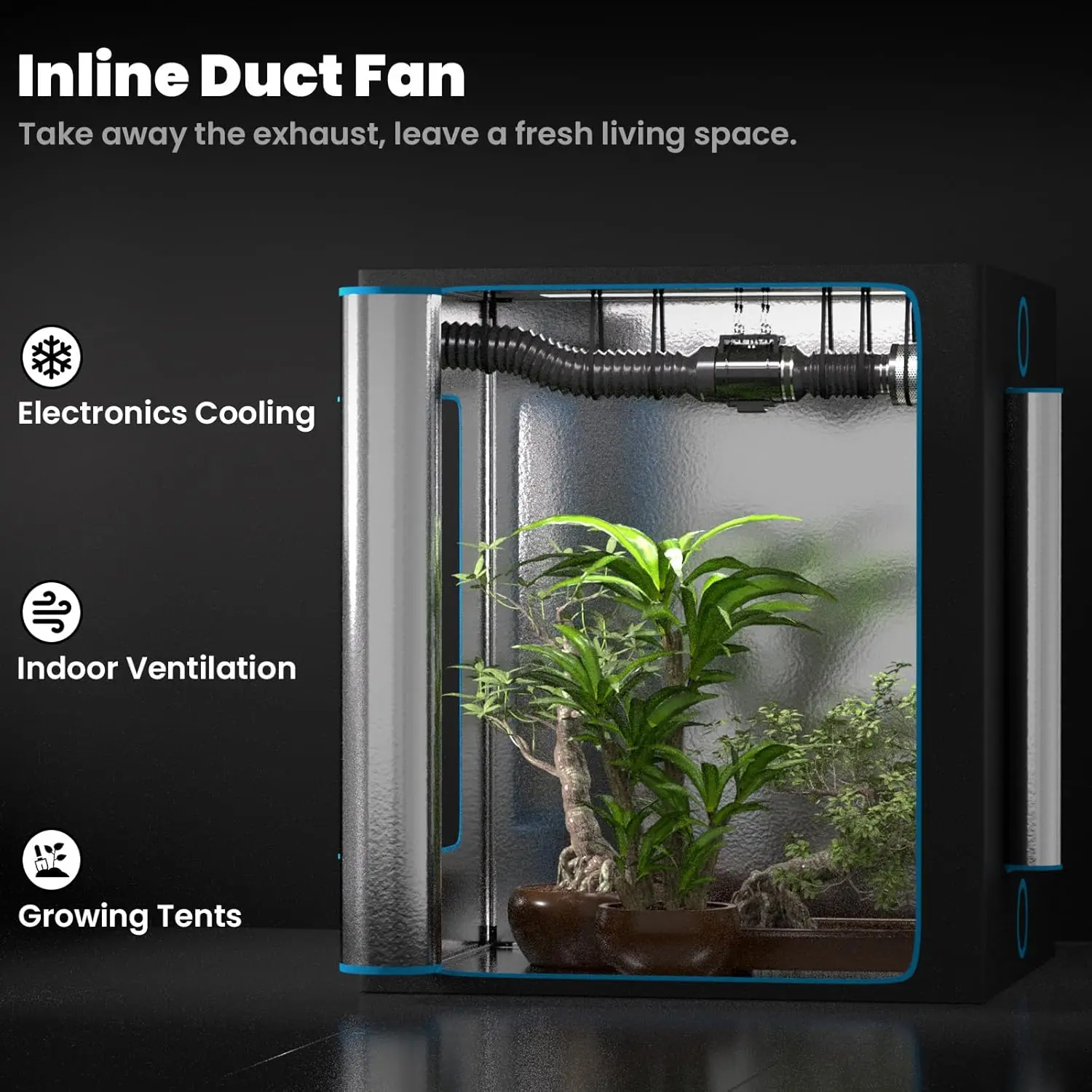 8” Inline Fan with Speed Controller Ventilation Exhaust Fan for Heating Cooling, Grow Tents, Hydroponics, CloudStorm S8