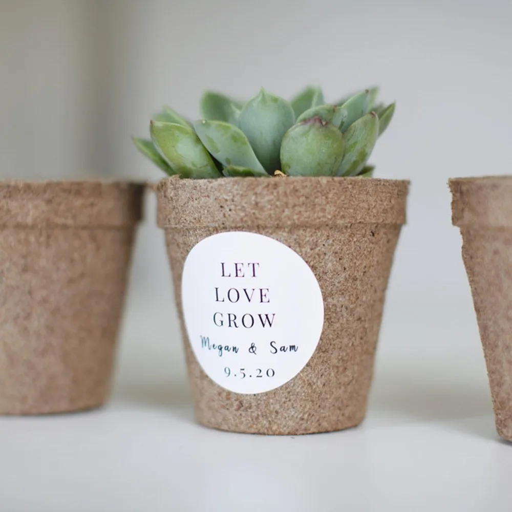 Personalized Succulent Favor Pots Labels, Modern Minimalist Design Only Labels, Custom