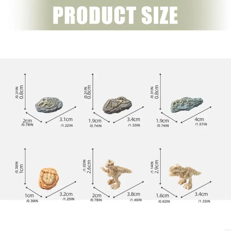 Miniature Resin Fossils Dinosaur Statue Model Mini Dinosaur Fossils Moss Landscape Ornament Educational Toy Figures Y5GB