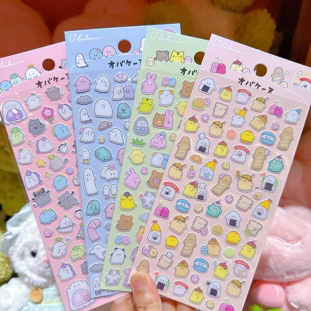 

Youyou Family 3D Crystal Stickers (4 Pieces) Cute Animal Little Ghost Kids' Reward Decals for Small Decor Anime Worlds Store