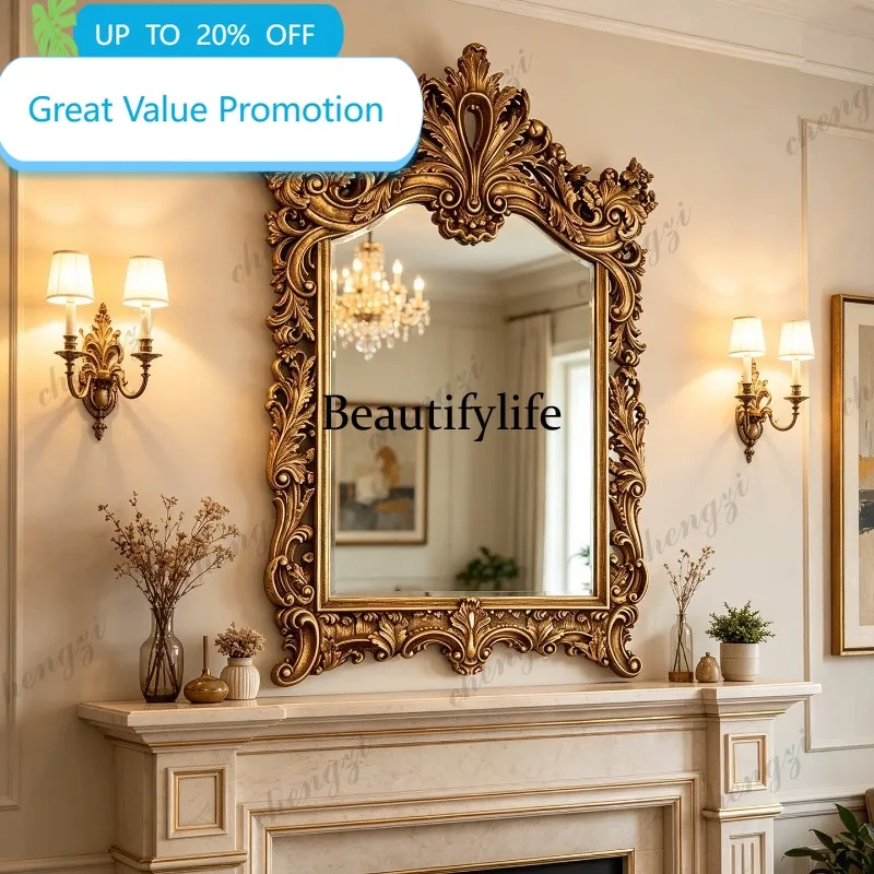 2003 French fireplace mirror American luxury bathroom mirror living room porch wall decoration makeup mirror