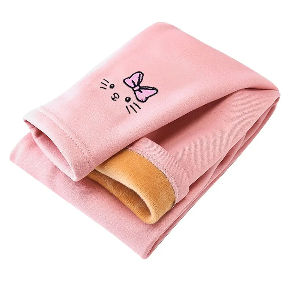 Fleece Legging Trousers Thick Elastic Girls Thermal Leggings Bunny Embroideried Winter Warm Warm Trousers Pants Girls Gift