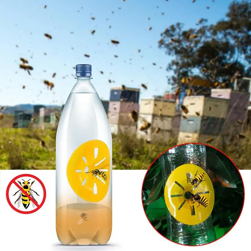 5/10/20pcs Yellow Plastic Wasp Trap Funnel One Way Entry Easy Installation Fits Most Bottles For Beekeeping Garden Pest Control