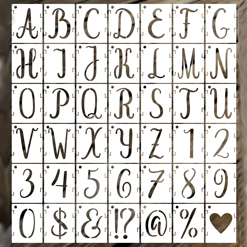 42pcs Reusable PET Plastic Alphabet Letter Stencils, 2-Inch Interlocking Drawing Templates for Wood, Fabric, Rock, Chalkboard,