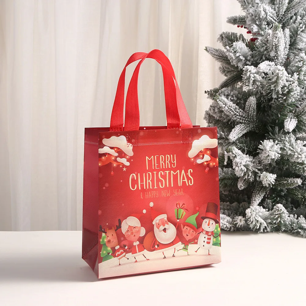 Merry Christmas Gift Bags Santa Snowman Elk Bell Handbag Xmas Holiday Party Supplies 2024 New Year Candy Gift Packaging Bag