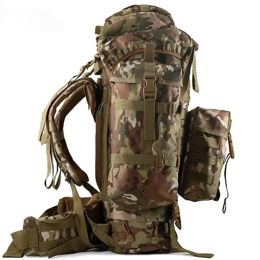 80L Heavy Camouflage Backpack Tactical Travel Luggage Bags Outdoor Camping Mountaineering Knapsack Inner Laptop Bracket Suitcase