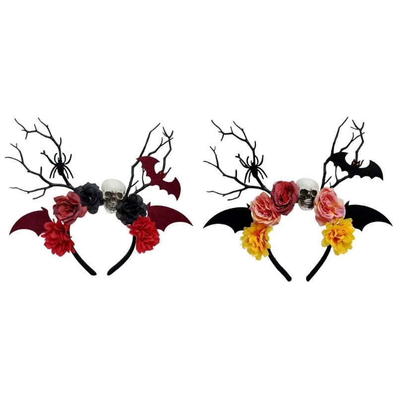 A52E Elegantes Halloween-Haarschmuck-Design mit detaillierten Zweigen und falschen Blumen – Detail 1