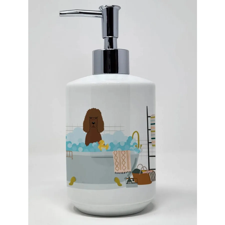 

h Water Spaniel in Bathtub Ceramic Soap Dispenser Hand Soap Dispenser Pump Bottles for Bathroom Kitchen Empty Refillable Liquid
