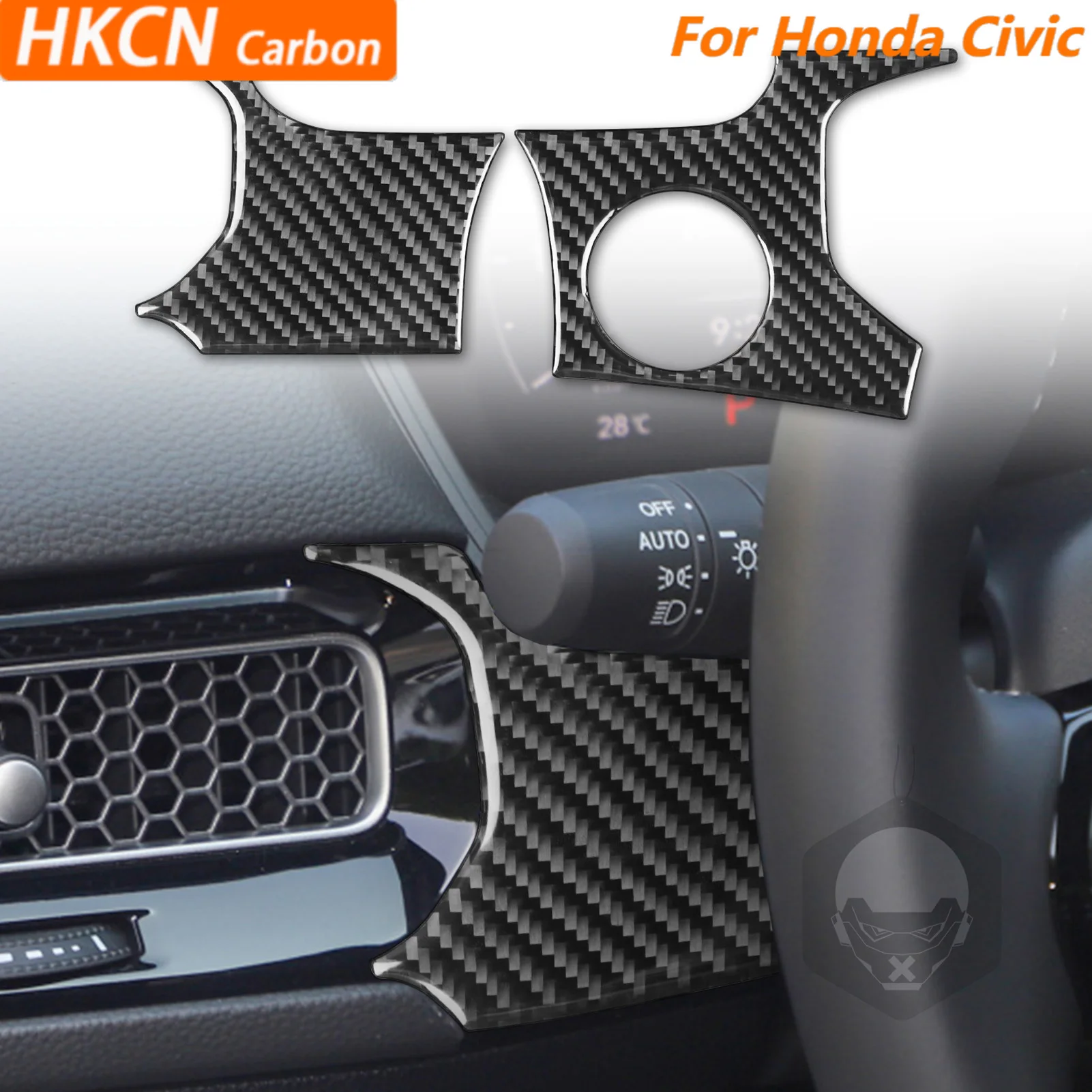 

For Honda Civic 2022—2025 Car Accessories Carbon Fiber Engine Star-Stop Ignition Button Panel Interior Cover Trim Sticker