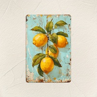 One Lemon Still Life Art Tin Sign-Retro Iron Metal Wall Decor, Suitable for Kitchen, Bar, Cafe, Garage-Dilapidated Fruit Poster