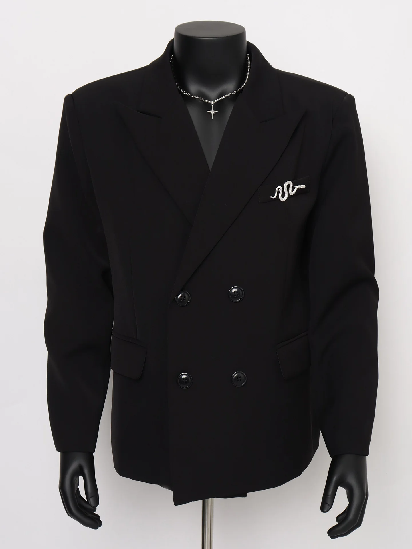 

Black Double-Buttoned Casual Suit Jacket for Men Loose Fit Stylish And Handsome Two-Piece Suit Youthful Trend Autumn Wear