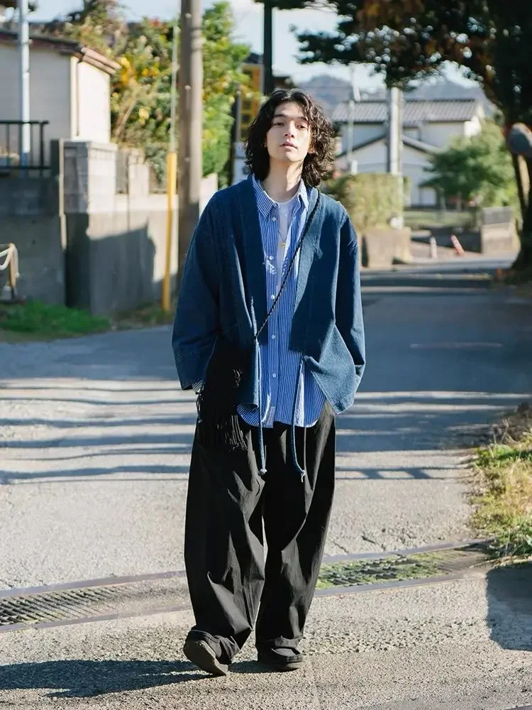Vintage Japanese Style Denim Coat Men Women Unisex Oversized Daily Spring Autumn Trendy Jeans Jacket Long Sleeve Cardigan view 5