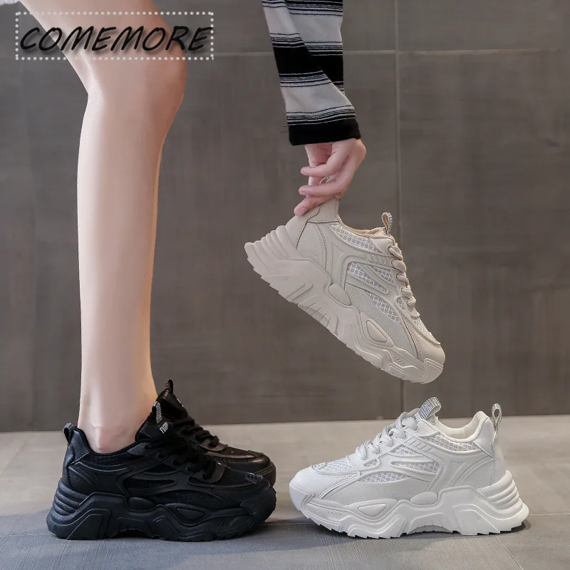 Women Shoes 2024 Thick Bottom Chunky Sneakers Fashion Casual White Black Ladies Shoes Platform Sneaker Woman‘s Zapatillas Mujer