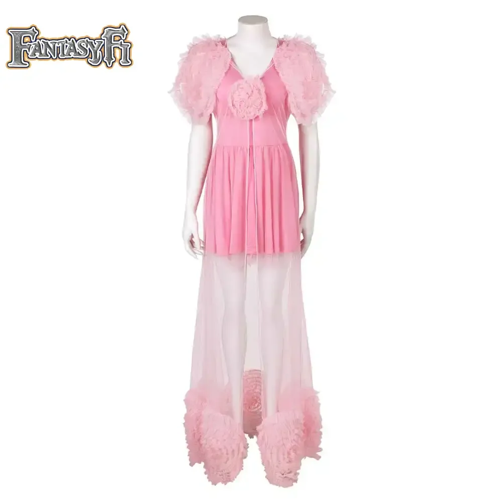 Movie Wicked Witch Glinda Cosplay Dress Costume Women Pink Sleepwear Disguise Role Play Outfits Halloween Carnival Party Suit