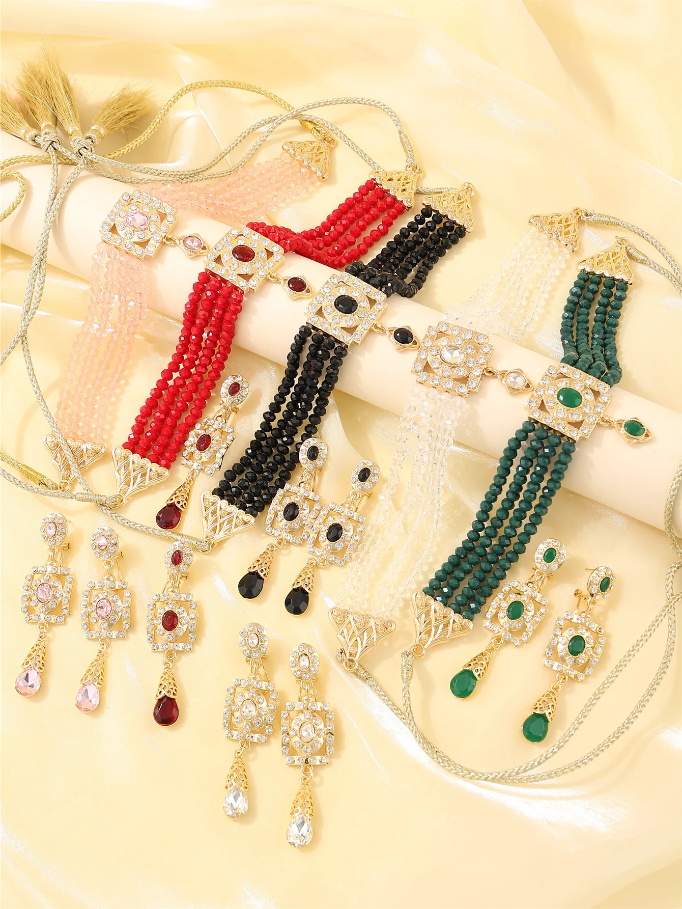 

Moroccan ladies' popular crystal sets, Bohemian style, bridal wedding banquet accessories, ladies' gifts