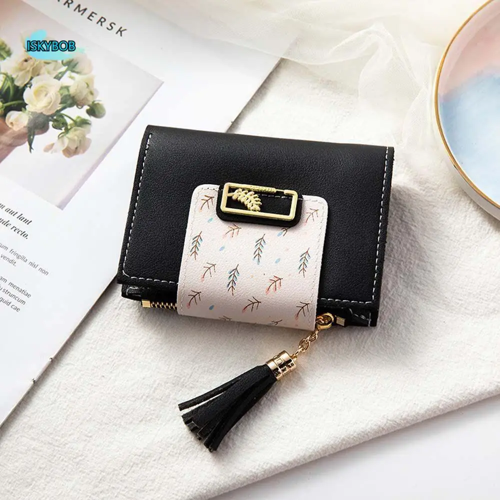 

Simple Elegant Leaf Clutch Bag Multifunctional PU Leather Korean Money Bag Women Wallets Card Holders Small Coin Purse