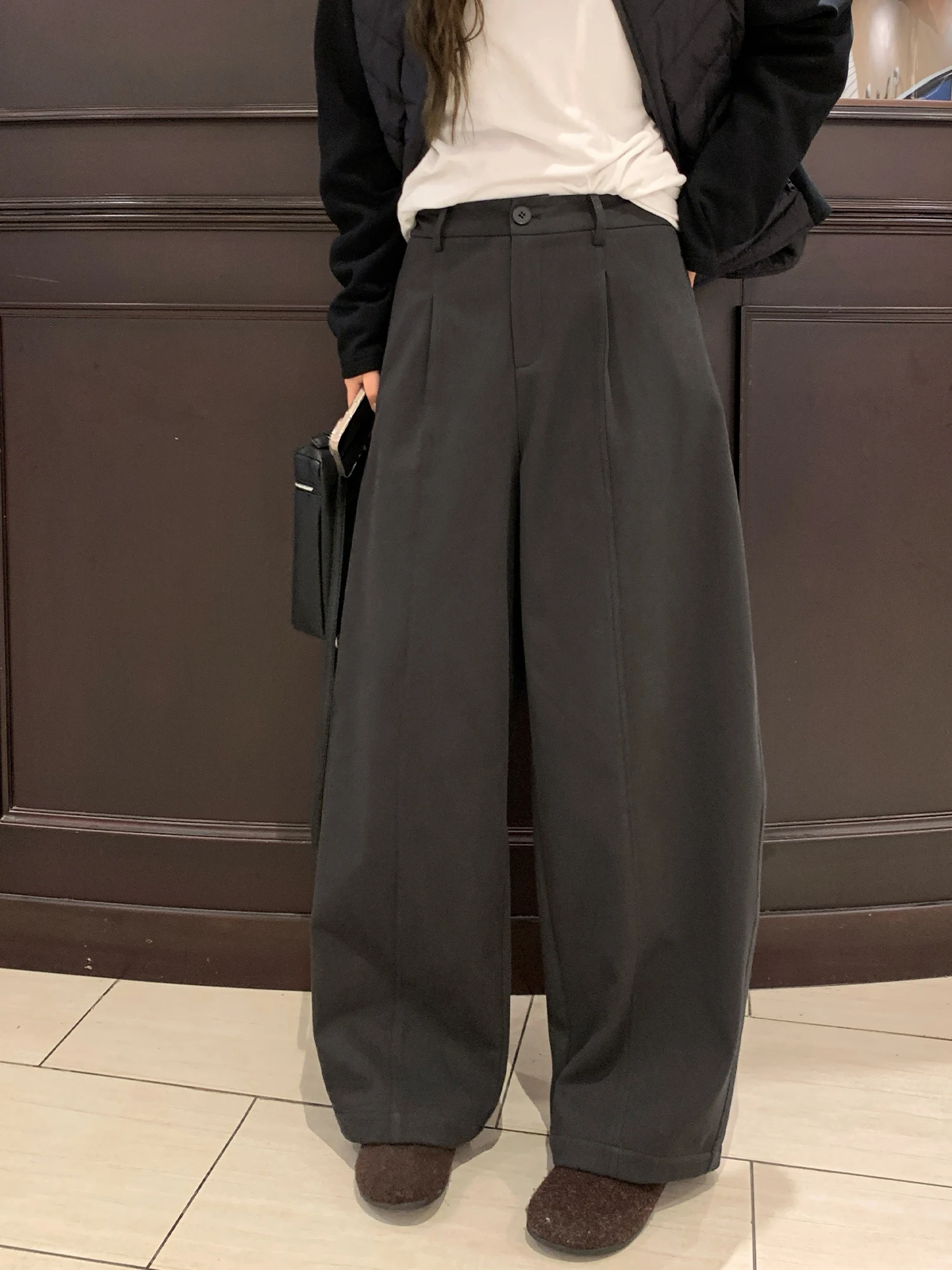 

NAZ plus Size Winter Faionable Casual Balloon Pants Wide Leg Pants High Waist Straight Leg Pants Comfortable Fce Lined