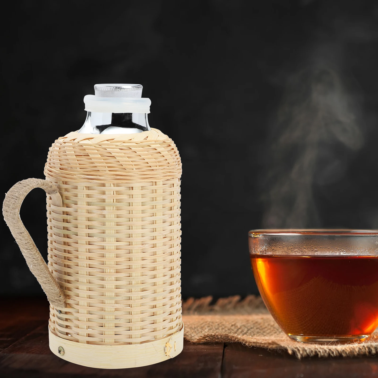 

Bamboo Kettle Hot Water Retro Thermal Bottles Jug Vacuum Flask Pot Weaving for Drinks Office