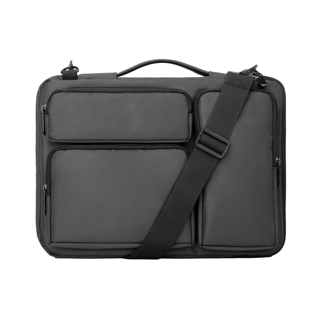กระเป๋าแล็ปท็อปสําหรับ MacBook 13 14 15 16 สีดําธุรกิจโน้ตบุ๊คกระเป๋า Crossbody สําหรับแล็ปท็อปขนาด 16 นิ้วพร้อมสายคล้องไหล่