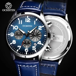 OCHSTIN 2024 Hot Pilot Series Personalized Fashion Multi functional Quartz Movement Waterproof Watch Men's Quartz Watch