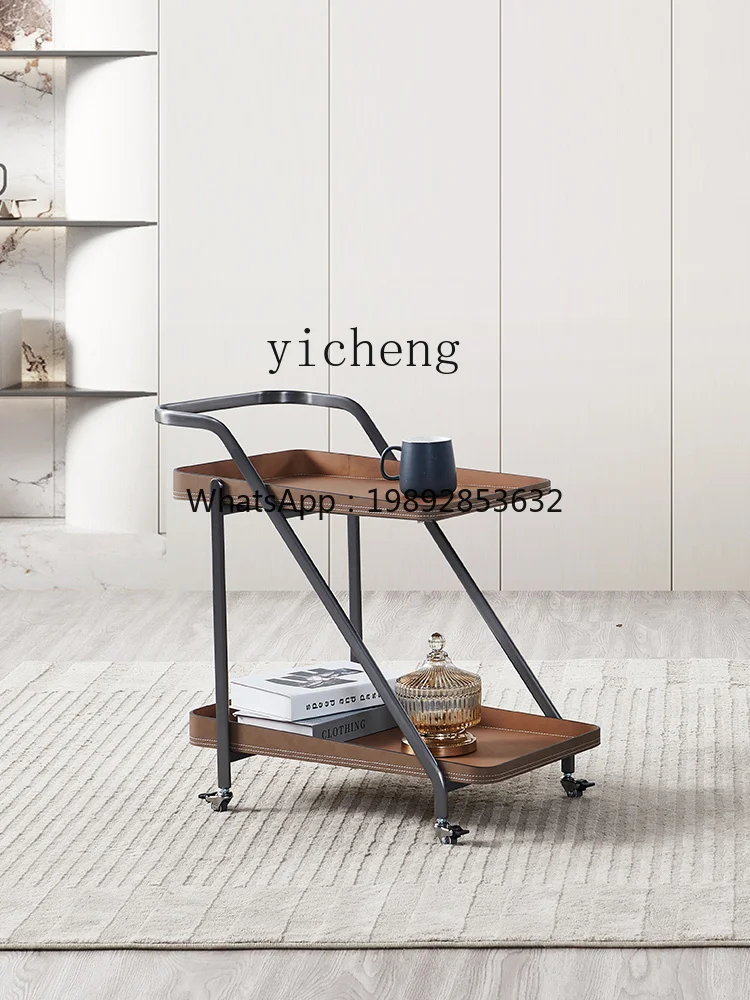 YY Sofa Side Table Movable Living Room Home Bedroom Double Layer Mobile Snack Cart