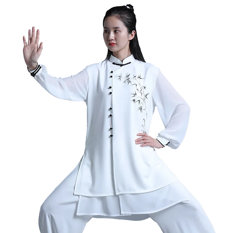 Tai Chi Clothes Women Wushu Clothes Kung Fu Competition Clothes Martial Art Uniform Wrinkle Free Hand Painted 2022 White