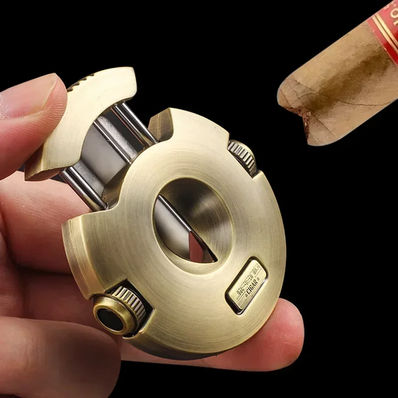 Round Cigar Cutter Gear Aluminum Alloy Metal Cigar Scissors Portable Pliers Cigar Cutter Gift