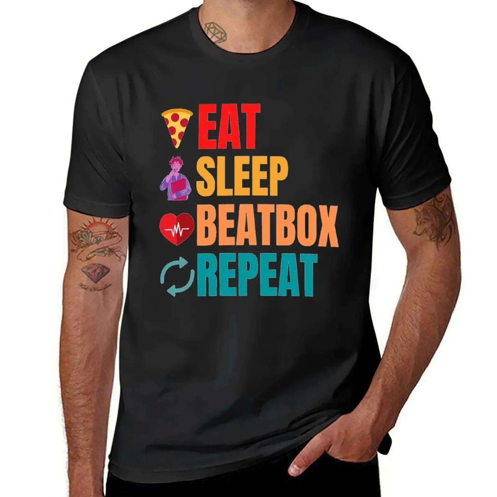 Eat Sleep Beatbox Repeat Funny Eat Sleep Beatbox Repeat Quotes T-Shirt street wear baggy shirts men graphic t shirts