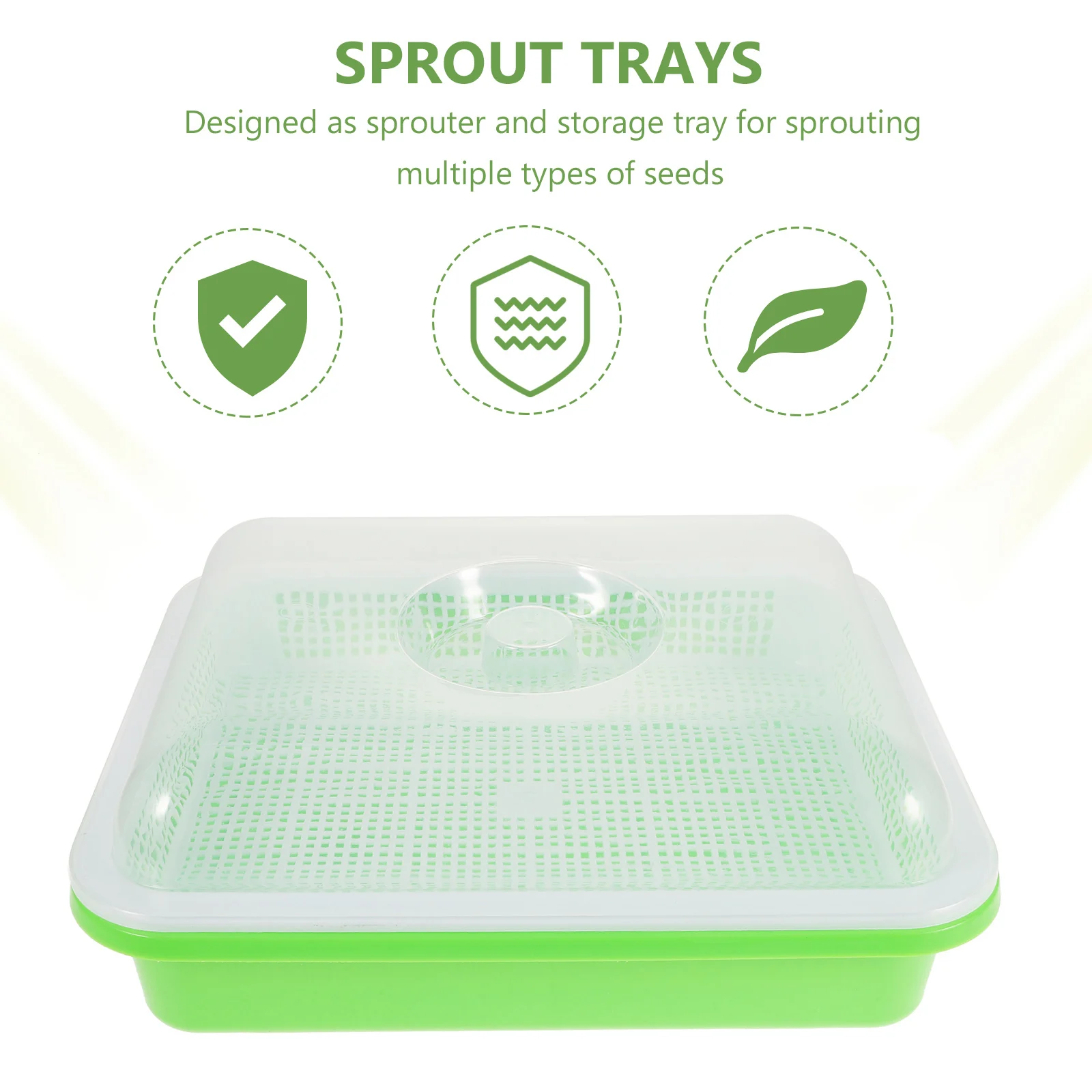 

2 Sets Seedling Tray Sprouting Starter Growing Wheatgrass Microgreens Planting Container Storage Trays Germination Lid Plastic
