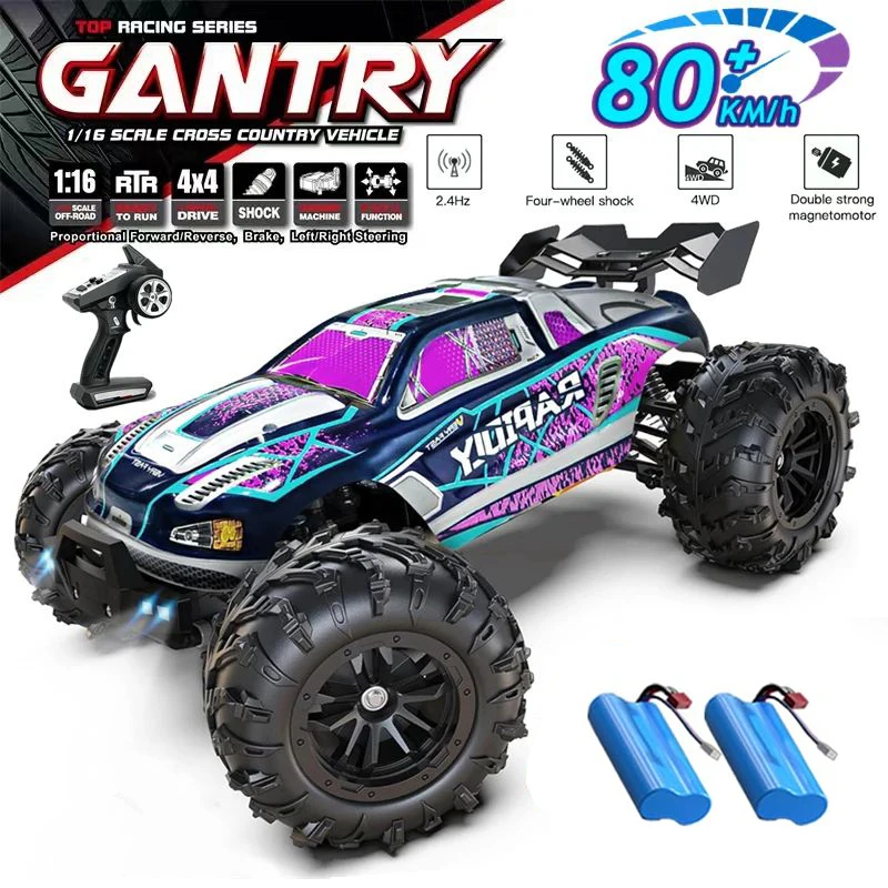 RC Drift Car With LED Lights 50KM/H or 80KM/H Brushless 4WD Remote Control Electric High Speed Racing Monster Truck for Adults