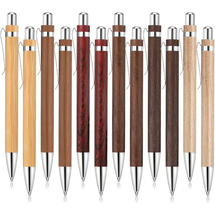 

12 шт. бамбуковые ручки, подарки для сотрудников, гравировка, деревянные шариковые ручки на День Благодарения, Рождество, необходим для письма