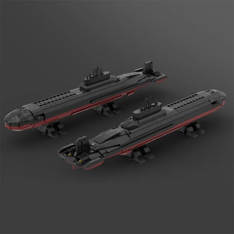 MOC Nuclear Submarine TYPHOON Class Project 941 Акула 1:300 Scale Model Building Blocks DIY Assemble Bricks Boat Toys Gifts