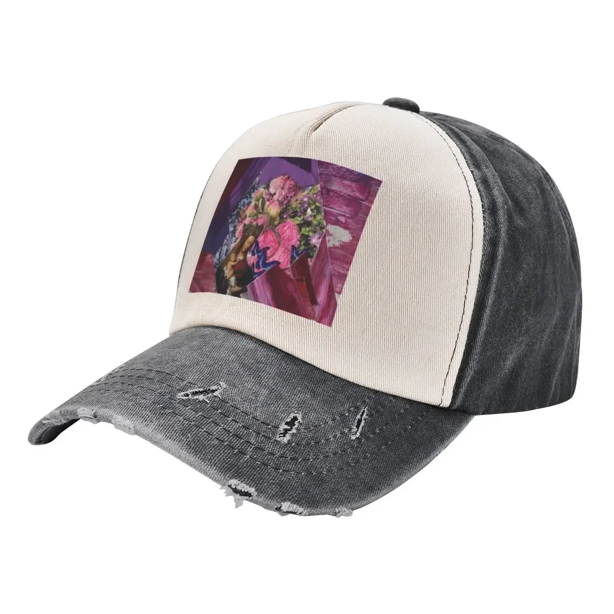 Purple Floral Collage Baseball Cap hard hat beach hat Men Women's