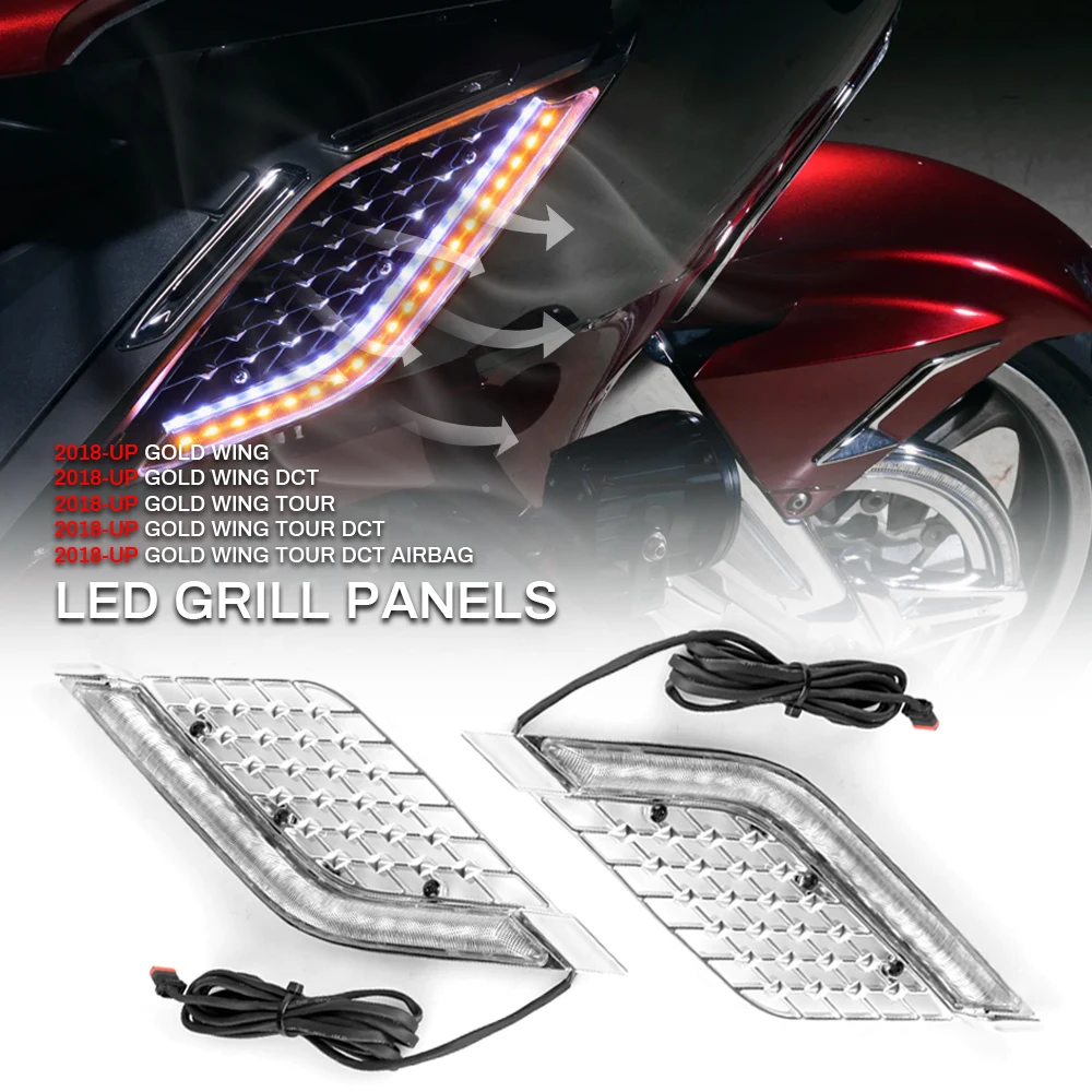 

For Honda Goldwing Gold Wing GL1800 Tour DCT Airbag 2018-2023 Motorcycle LED Light Radiator Grill Panels Decorative Light Lamp