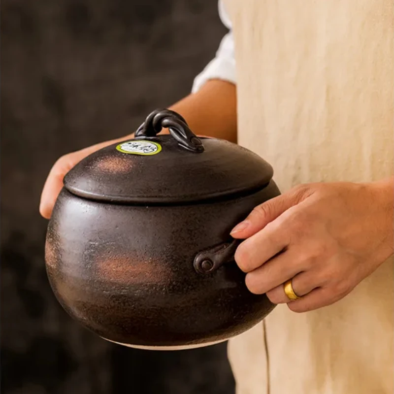 

"Traditional Soup Pot, Household Gas and Ceramic Stew Pot, Small Clay Pot for Home Cooking, Authentic Cookware"