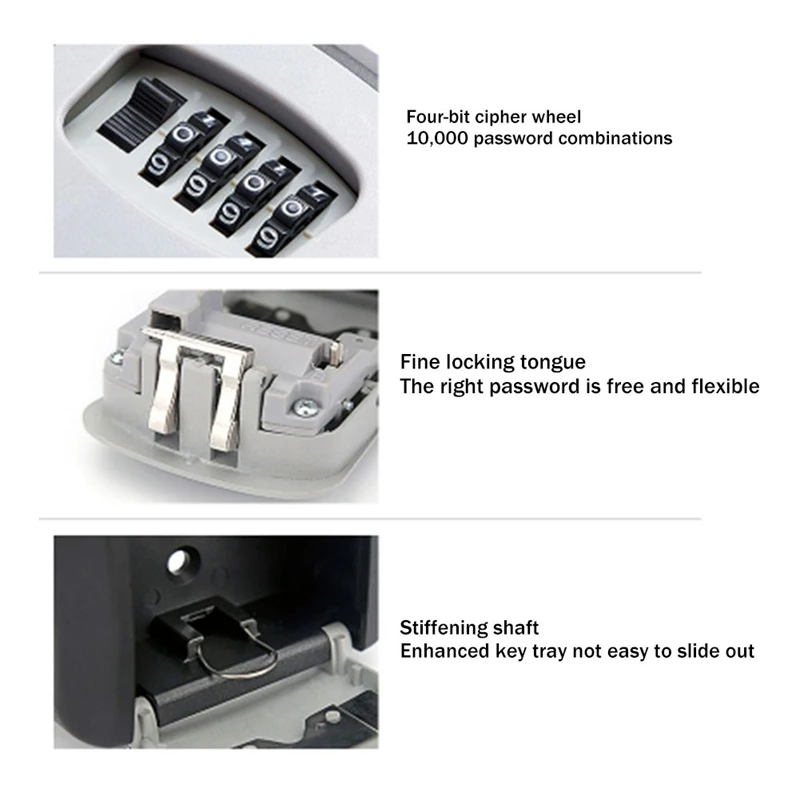 Wall Mount Key Lock Box 4 Digit Password Code Security Lock For Home Office Key Safe Secret Storage Box Organizer