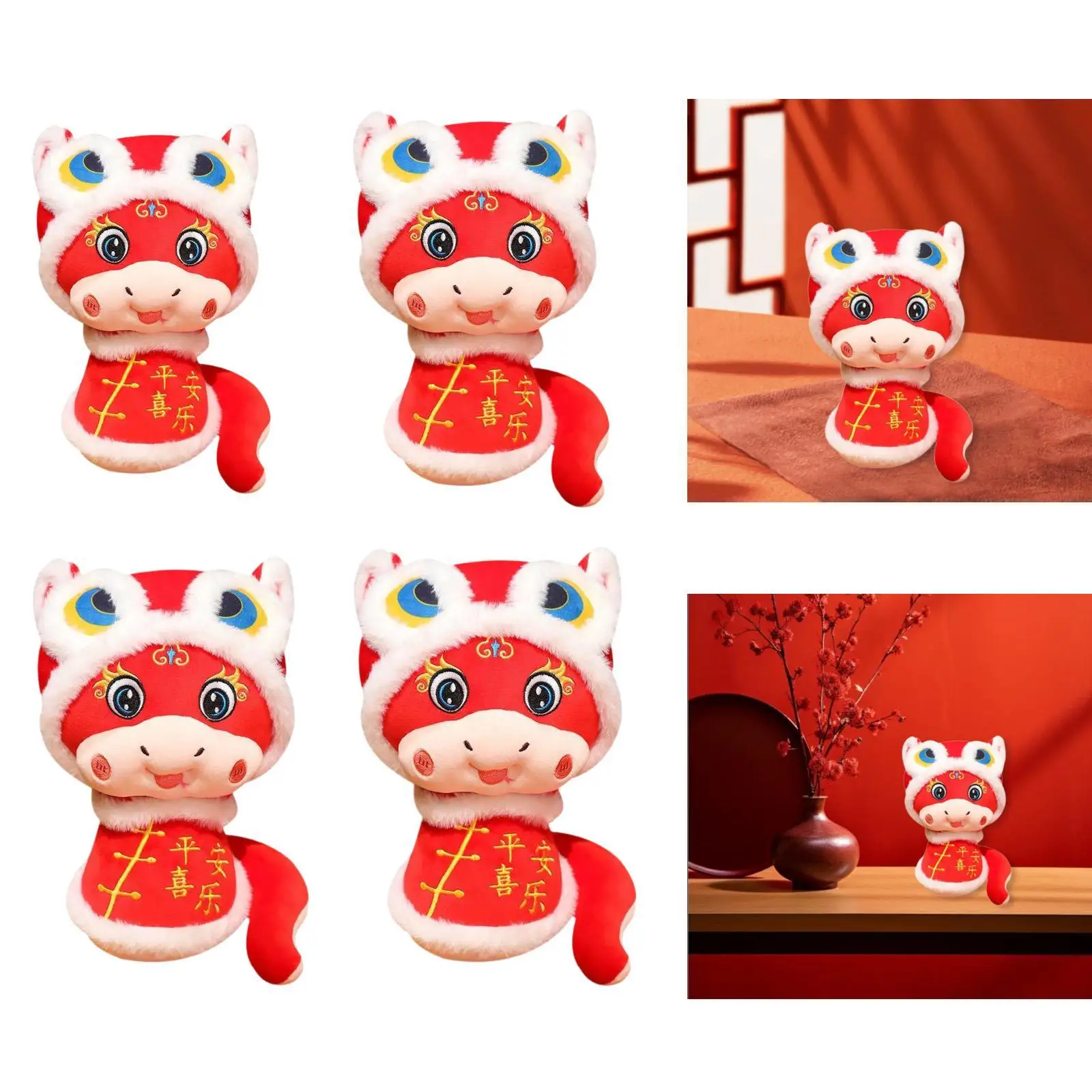 Chinese New Year Snake Plush Toy New Year Ornament Novelty Snake Doll Toy for Bedroom Hotel Dorm Living Room Household